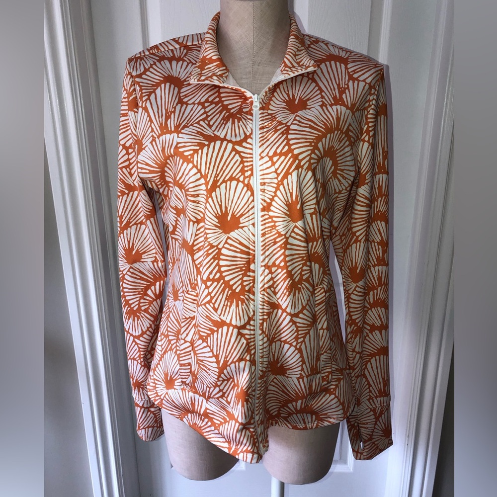 Tommy Bahama Orange and White Floral Golf Jacket